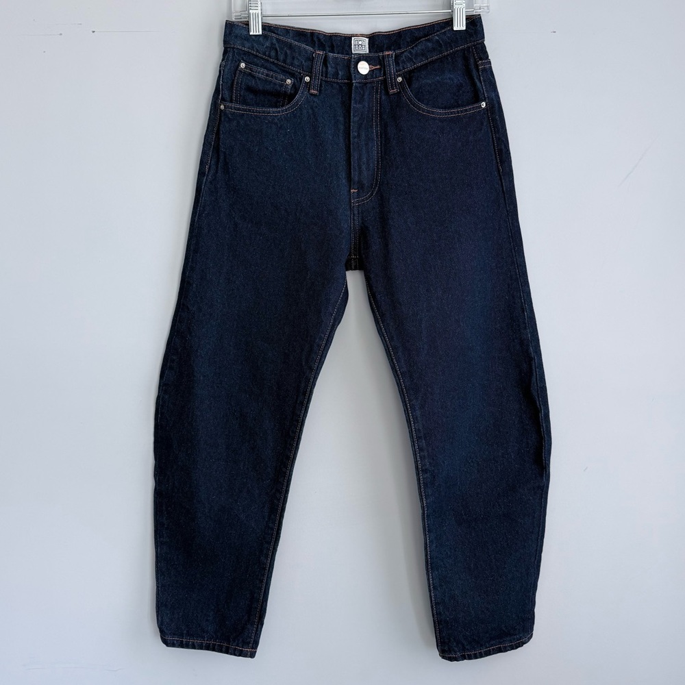 Totême Barrel Leg Jeans Raw Blue Wash 26 Organic Cotton High Rise Made in Italy - Picture 4 of 16